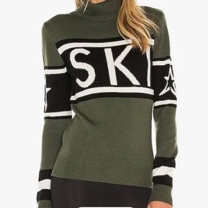 Perfect Moment Women’s Green and Black Merino Wool SKI Sweater Size Medium.